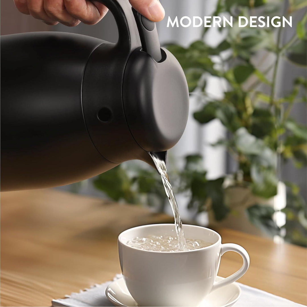 Navaris Insulated Coffee Server - Matte Black Stainless Steel Carafe - Thermal Tea or Water Dispenser - Vacuum Kettle for Hot & Cold Drinks - 1.5 L / 50 oz - Just Closeouts Canada Inc.4067668051214