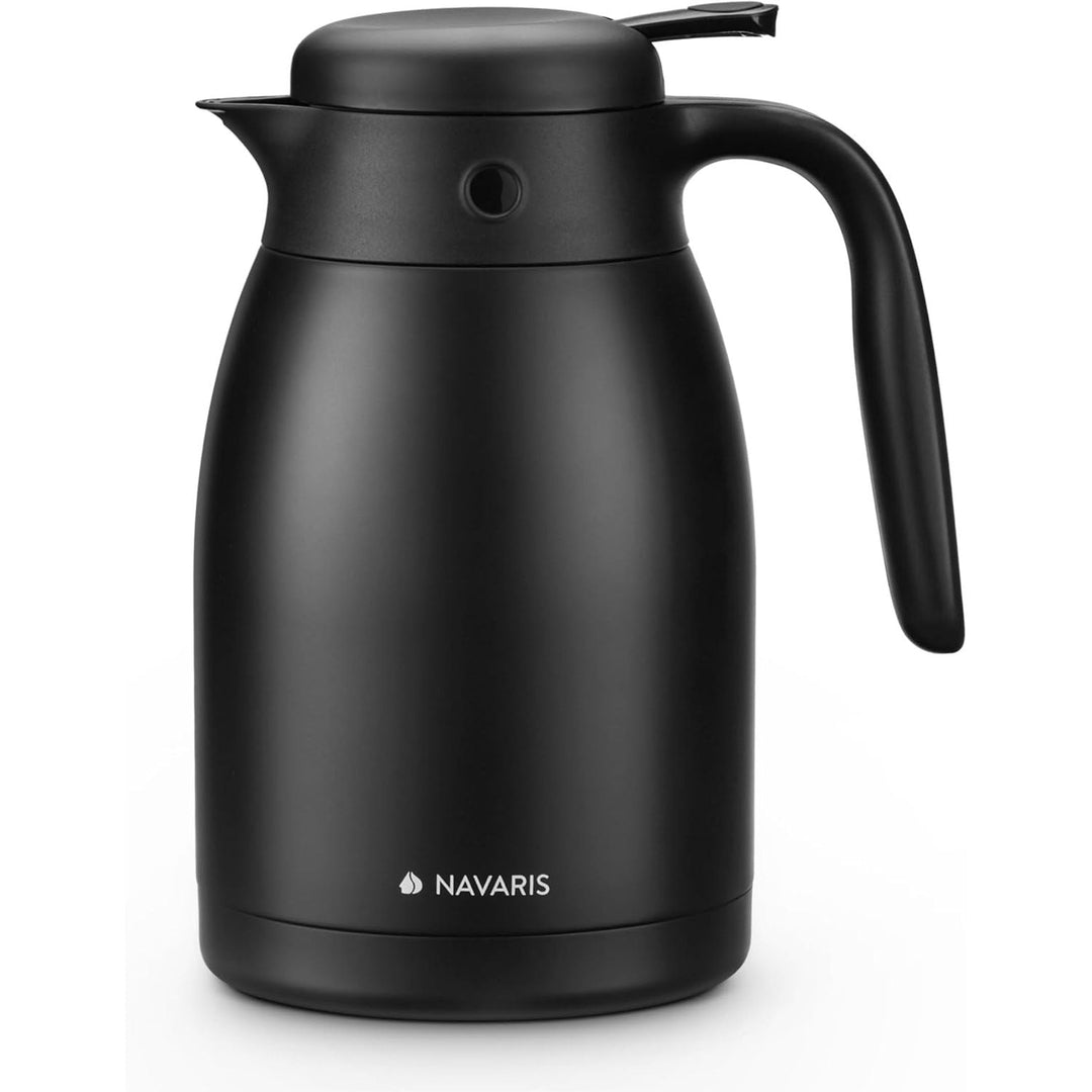 Navaris Insulated Coffee Server - Matte Black Stainless Steel Carafe - Thermal Tea or Water Dispenser - Vacuum Kettle for Hot & Cold Drinks - 1.5 L / 50 oz - Just Closeouts Canada Inc.4067668051214