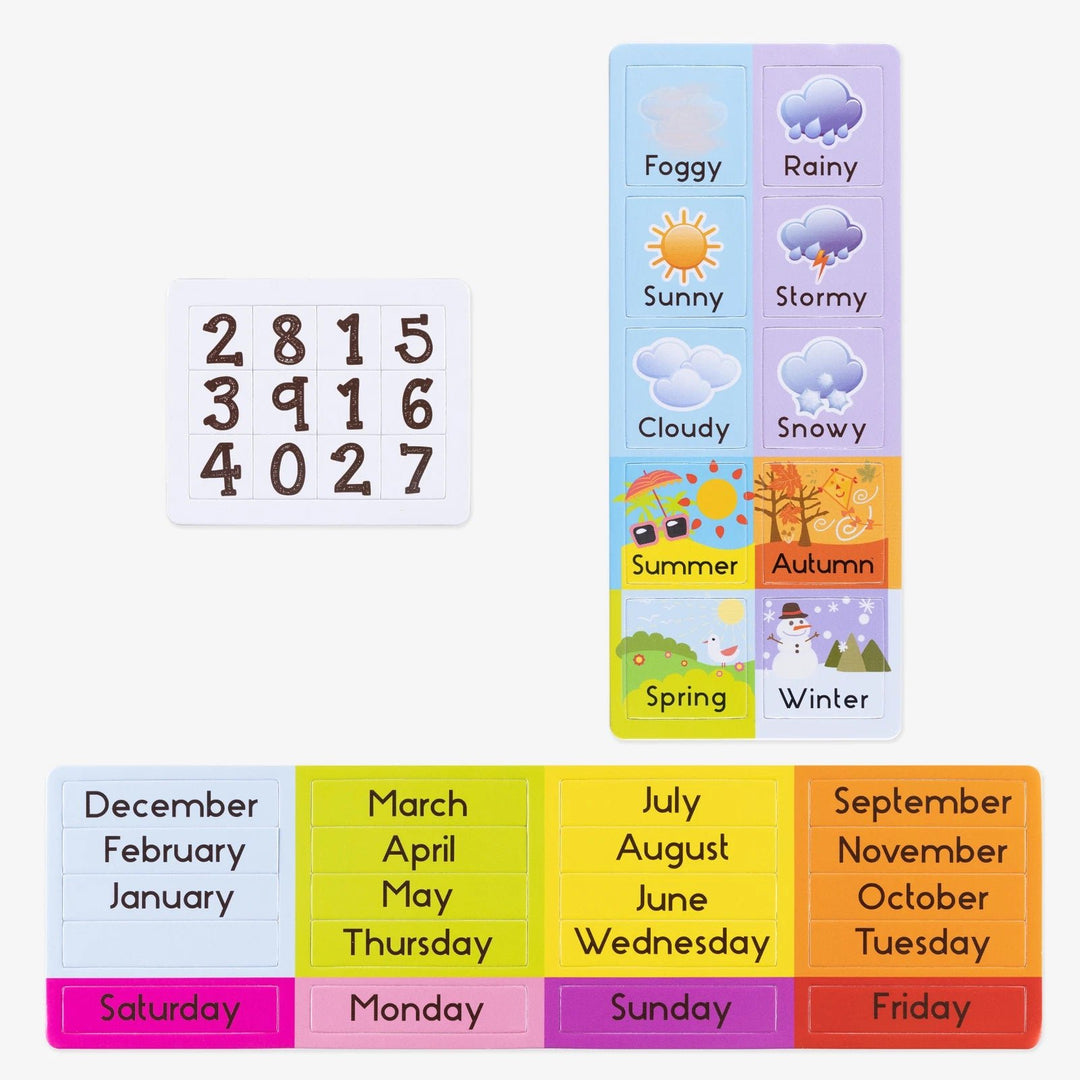 Navaris Kids Magnetic Calendar - Early Years Learning - Weather, Date, Month, Day, Season Educational Chart for Children - Kids Wall Board - Red - Just Closeouts Canada Inc.4063004274217