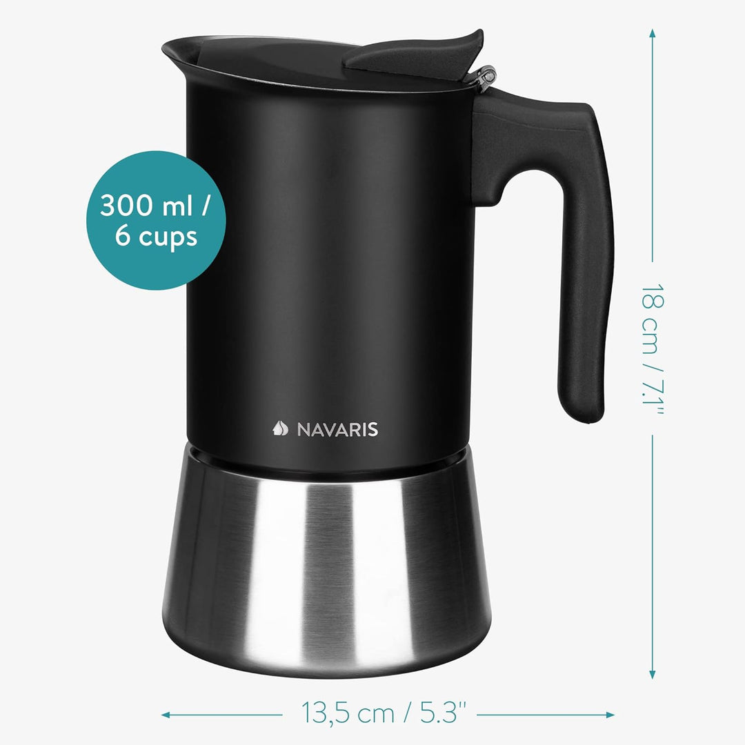 Navaris Moka Coffee Pot - Percolator Espresso Maker for Stovetops Induction Gas Electric Stove Hob - Stainless Steel Percolated Coffee Pot - 10 fl oz - Just Closeouts Canada Inc.4063004322864