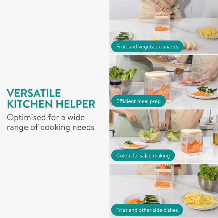 Navaris Multifunctional Vegetable Chopper - French Fry Cutter, Food Chopper, Potato Cutter, Onion Dicer, Apple Slicer, 4 Interchangeable Blades - Dishwasher Safe - Cream - Just Closeouts Canada Inc.4067668098752