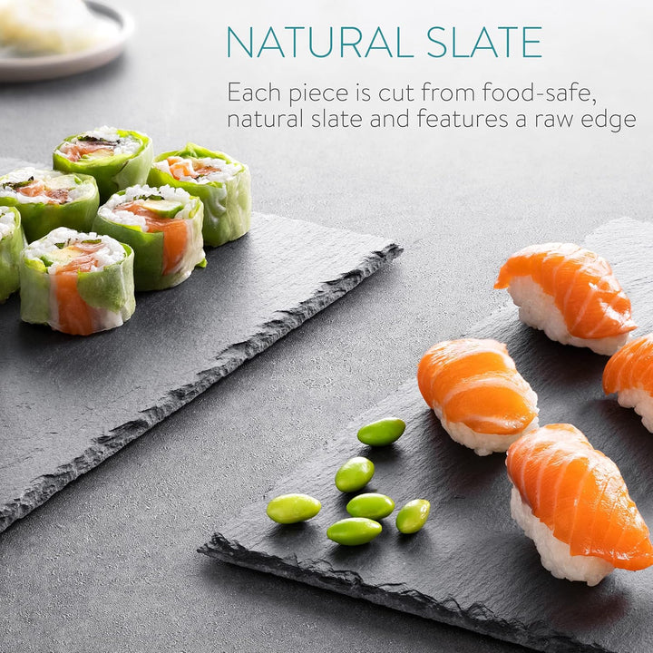 Navaris Natural Slate Serving Plates - Set of 4 Place Mat Serving Trays - Medium Rectangular Stone Table Mat Serving Platter Tiles - 11.8" x 7.8" - Just Closeouts Canada Inc.4063004273197