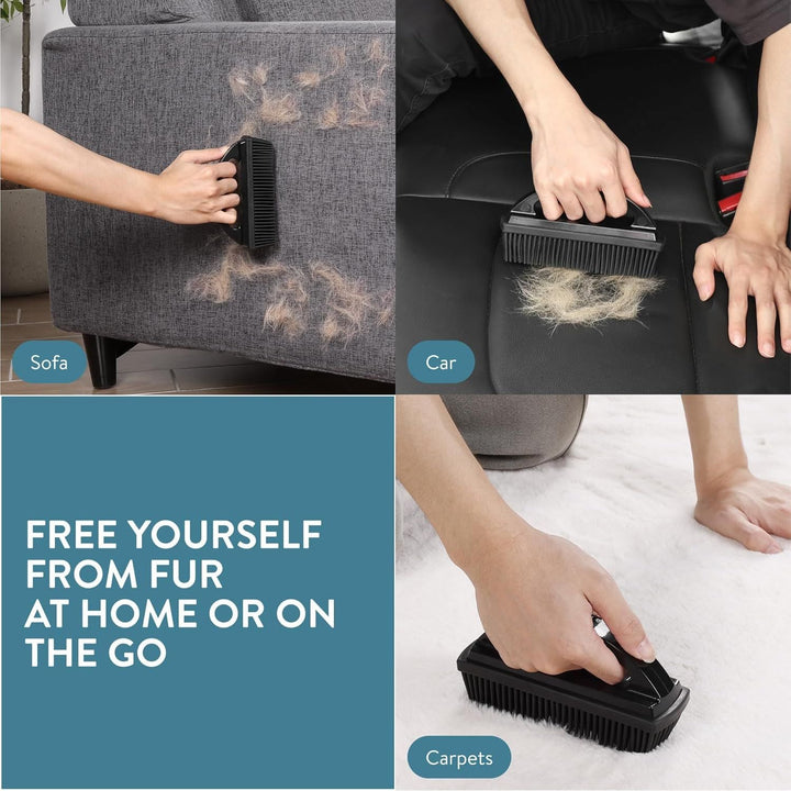 Navaris Pet Hair Remover Brush - for Multiple Surfaces Including Furniture, Carpets, Clothes - Dog and Cat Quick Easy Fur Remover with Handle - 15.5 x 8.5 x 5cm (6.1" x 3.3" x 2") - Just Closeouts Canada Inc.4067668103753