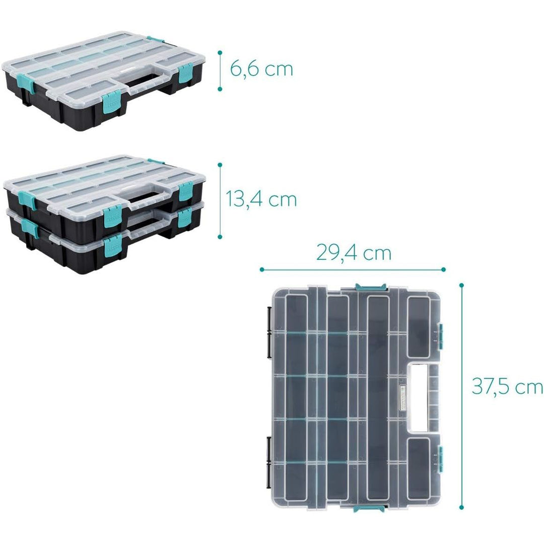 Navaris Plastic Storage Box - Stackable Organizer Case with Adjustable and Removable Divider Compartment for Tools, Small Items, Jewelry - 2 Boxes - Just Closeouts Canada Inc.4057665419988