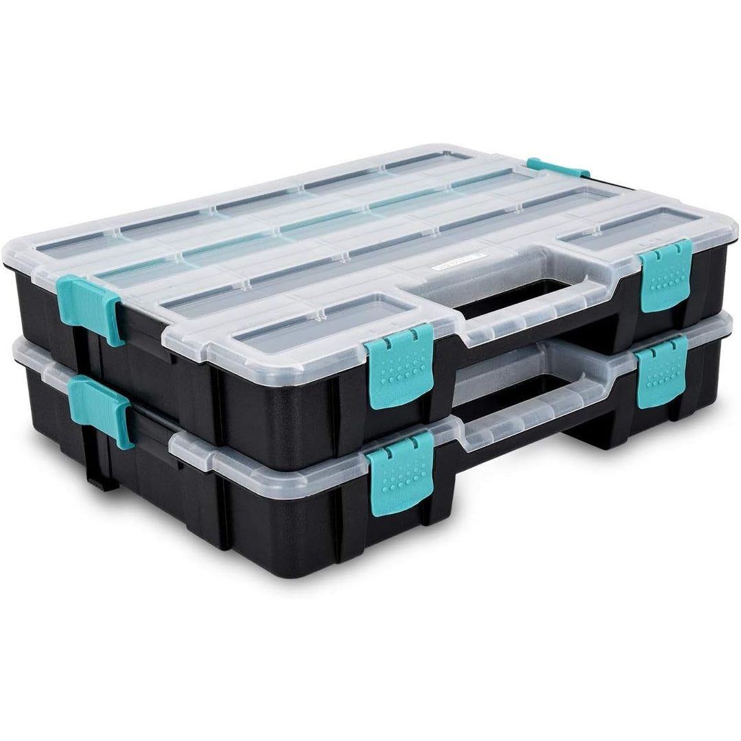Navaris Plastic Storage Box - Stackable Organizer Case with Adjustable and Removable Divider Compartment for Tools, Small Items, Jewelry - 2 Boxes - Just Closeouts Canada Inc.4057665419988