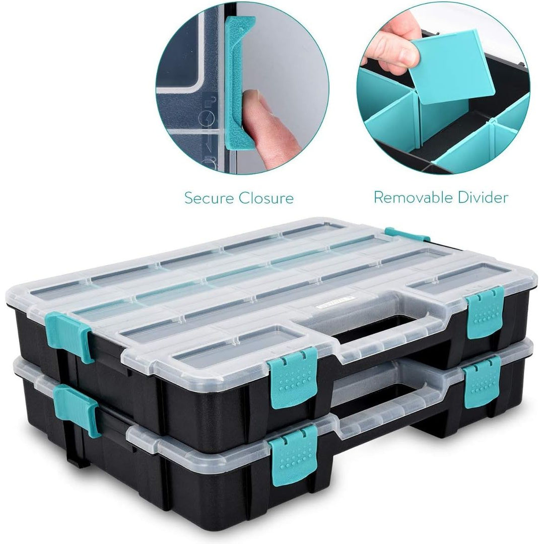 Navaris Plastic Storage Box - Stackable Organizer Case with Adjustable and Removable Divider Compartment for Tools, Small Items, Jewelry - 2 Boxes - Just Closeouts Canada Inc.4057665419988