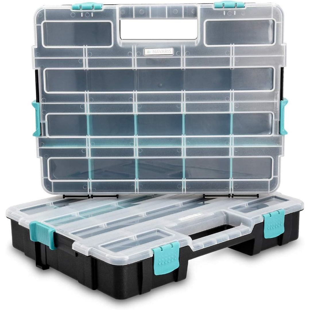 Navaris Plastic Storage Box - Stackable Organizer Case with Adjustable and Removable Divider Compartment for Tools, Small Items, Jewelry - 2 Boxes - Just Closeouts Canada Inc.4057665419988