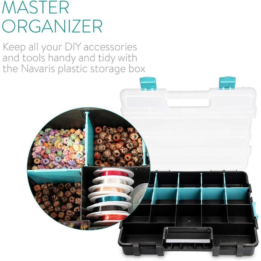 Navaris Plastic Storage Box - Stackable Organizer Case with Adjustable and Removable Divider Compartment for Tools, Small Items, Jewelry - 2 Boxes - Just Closeouts Canada Inc.4057665419988