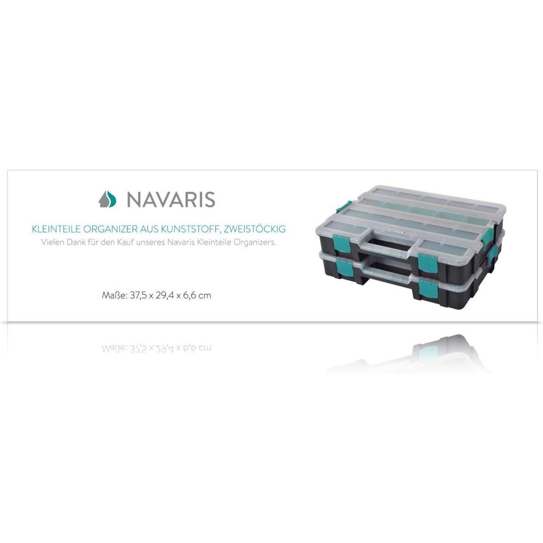 Navaris Plastic Storage Box - Stackable Organizer Case with Adjustable and Removable Divider Compartment for Tools, Small Items, Jewelry - 2 Boxes - Just Closeouts Canada Inc.4057665419988
