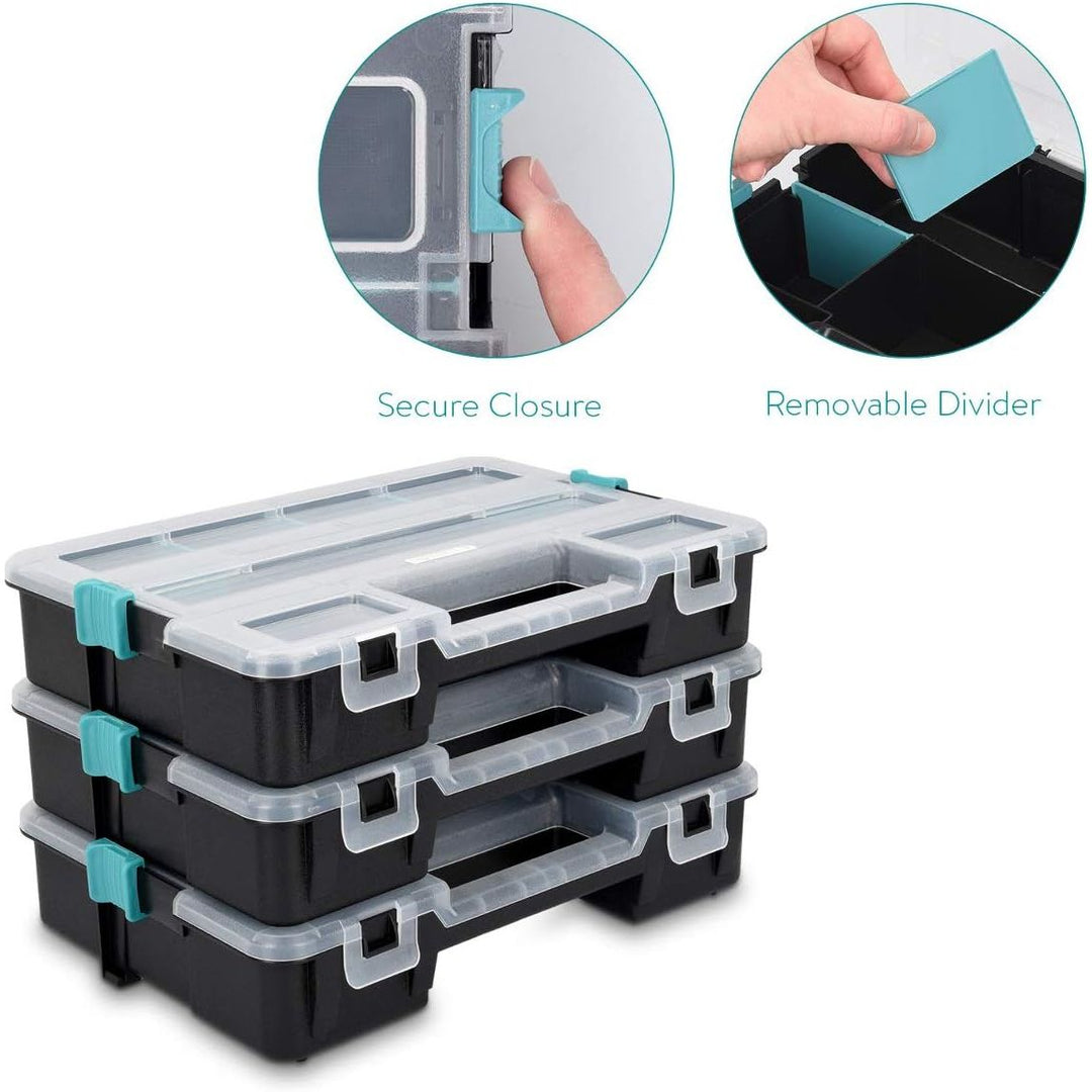 Navaris Plastic Storage Box - Stackable Organizer Case with Adjustable and Removable Divider Compartment for Tools, Small Items, Jewelry - 3 Boxes - Just Closeouts Canada Inc.4057665419964