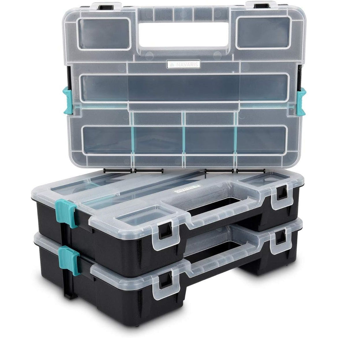 Navaris Plastic Storage Box - Stackable Organizer Case with Adjustable and Removable Divider Compartment for Tools, Small Items, Jewelry - 3 Boxes - Just Closeouts Canada Inc.4057665419964