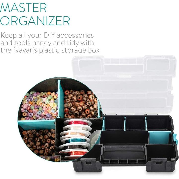 Navaris Plastic Storage Box - Stackable Organizer Case with Adjustable and Removable Divider Compartment for Tools, Small Items, Jewelry - 3 Boxes - Just Closeouts Canada Inc.4057665419964