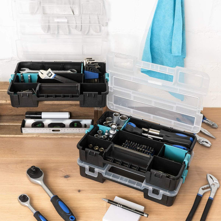 Navaris Plastic Storage Box - Stackable Organizer Case with Adjustable and Removable Divider Compartment for Tools, Small Items, Jewelry - 3 Boxes - Just Closeouts Canada Inc.4057665419964