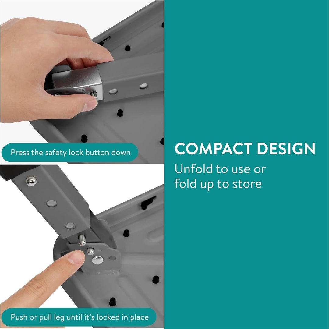 Navaris Portable Step Stool - Folding One Step Ladder - 16cm / 18.5cm / 21.2 cm (6.3" / 7.3" / 8.4") Adjustable Height - 150kg (330 lb) Max Capacity - Grey - Just Closeouts Canada Inc.4067668038895