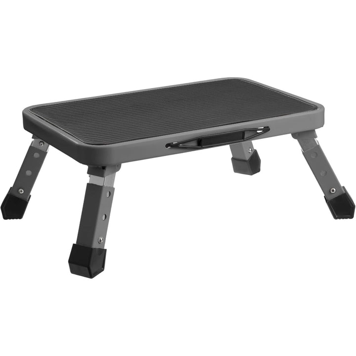 Navaris Portable Step Stool - Folding One Step Ladder - 16cm / 18.5cm / 21.2 cm (6.3" / 7.3" / 8.4") Adjustable Height - 150kg (330 lb) Max Capacity - Grey - Just Closeouts Canada Inc.4067668038895