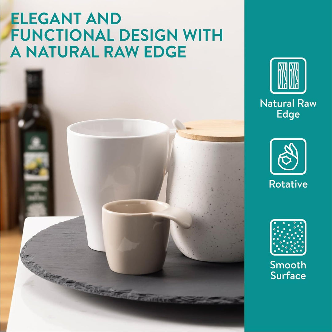 Navaris Slate Lazy Susan Serving Platter - 13" (33cm) Rotating Turntable Tray Board for Cheese Dessert Dishes Cake Snack Platters Tapas - Rotating Server - Just Closeouts Canada Inc.4067668054963