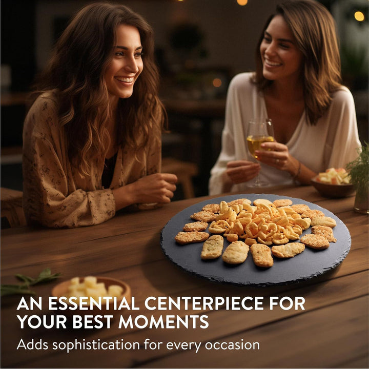 Navaris Slate Lazy Susan Serving Platter - 13" (33cm) Rotating Turntable Tray Board for Cheese Dessert Dishes Cake Snack Platters Tapas - Rotating Server - Just Closeouts Canada Inc.4067668054963