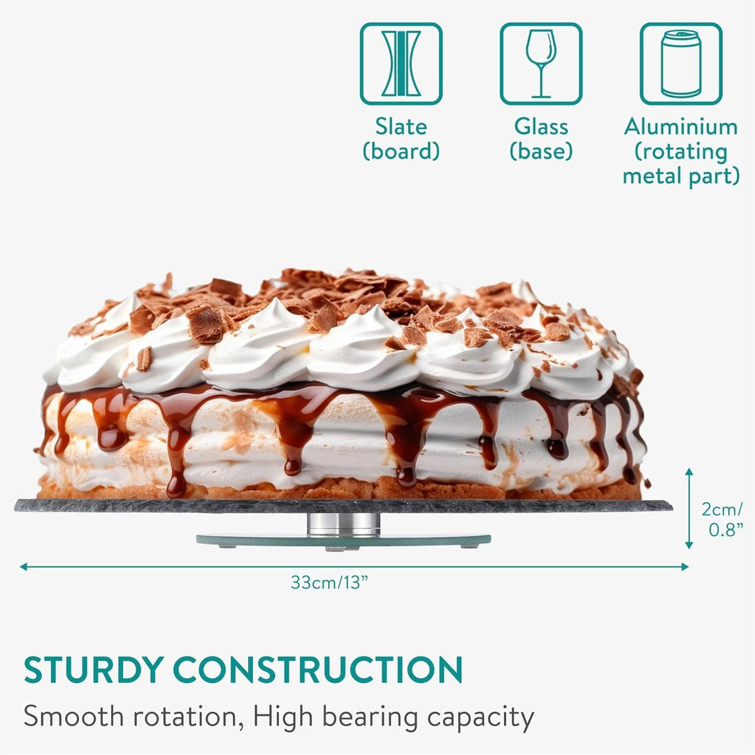 Navaris Slate Lazy Susan Serving Platter - 13" (33cm) Rotating Turntable Tray Board for Cheese Dessert Dishes Cake Snack Platters Tapas - Rotating Server - Just Closeouts Canada Inc.4067668054963