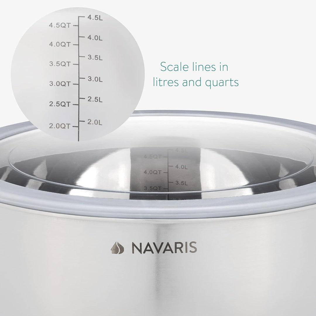 Navaris Stainless Steel Mixing Bowls with Lids (Set of 3) - Small, Medium and Large Mixing Bowl with Lid Set - 1.5 QT, 3 QT, 5 QT - Gray - Just Closeouts Canada Inc.4063004262894