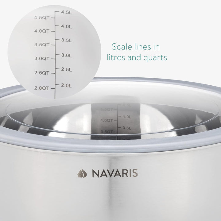 Navaris Stainless Steel Mixing Bowls with Lids (Set of 3) - Small, Medium and Large Mixing Bowl with Lid Set - 1.5 QT, 3 QT, 5 QT - Gray - Just Closeouts Canada Inc.4063004262894