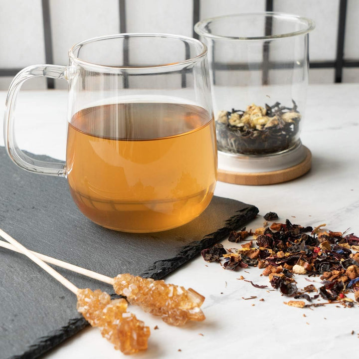 Navaris Tea Mug with Infuser and Bamboo Lid - 16.9 oz (500ml) Borosilicate Glass Tea Cup with Glass Strainer for Brewing Loose Leaf Tea in Home or Office - Just Closeouts Canada Inc.4063004083949