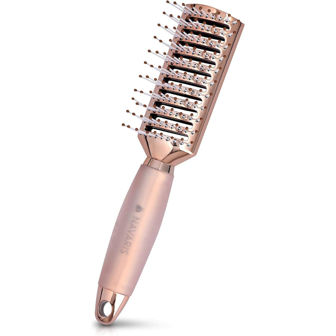 Navaris Vented Hairbrush - Vented Hair Brush with Gel Handle and Wide Set Bristles for Detangling and Styling Wet, Dry, Curly, Thick Hair - Rose Gold - Just Closeouts Canada Inc.4063004143735