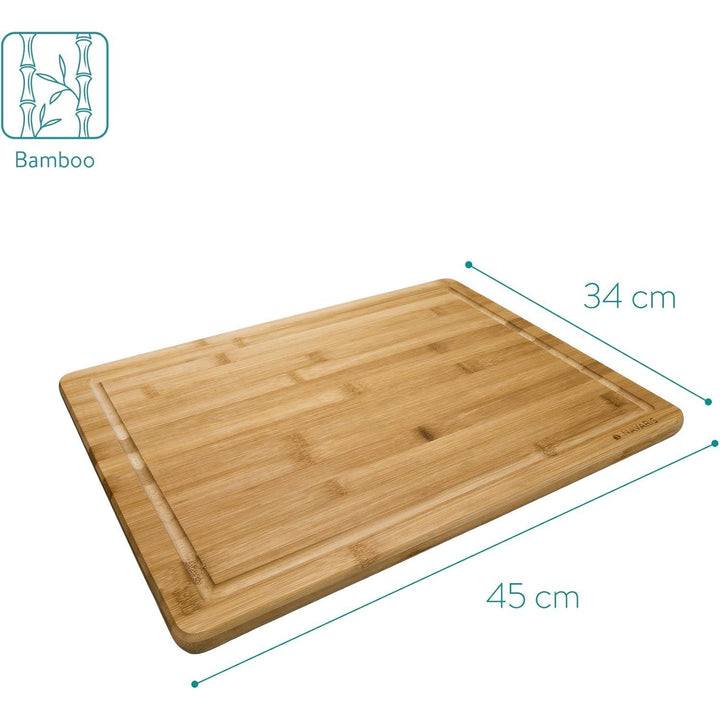 Navaris Wood Cutting Board - Large Natural Bamboo Wooden Chopping Board for Kitchen with Crumb and Juice Groove for Food Prep - Size L, 18 x 13 inches - Just Closeouts Canada Inc.4063004138144