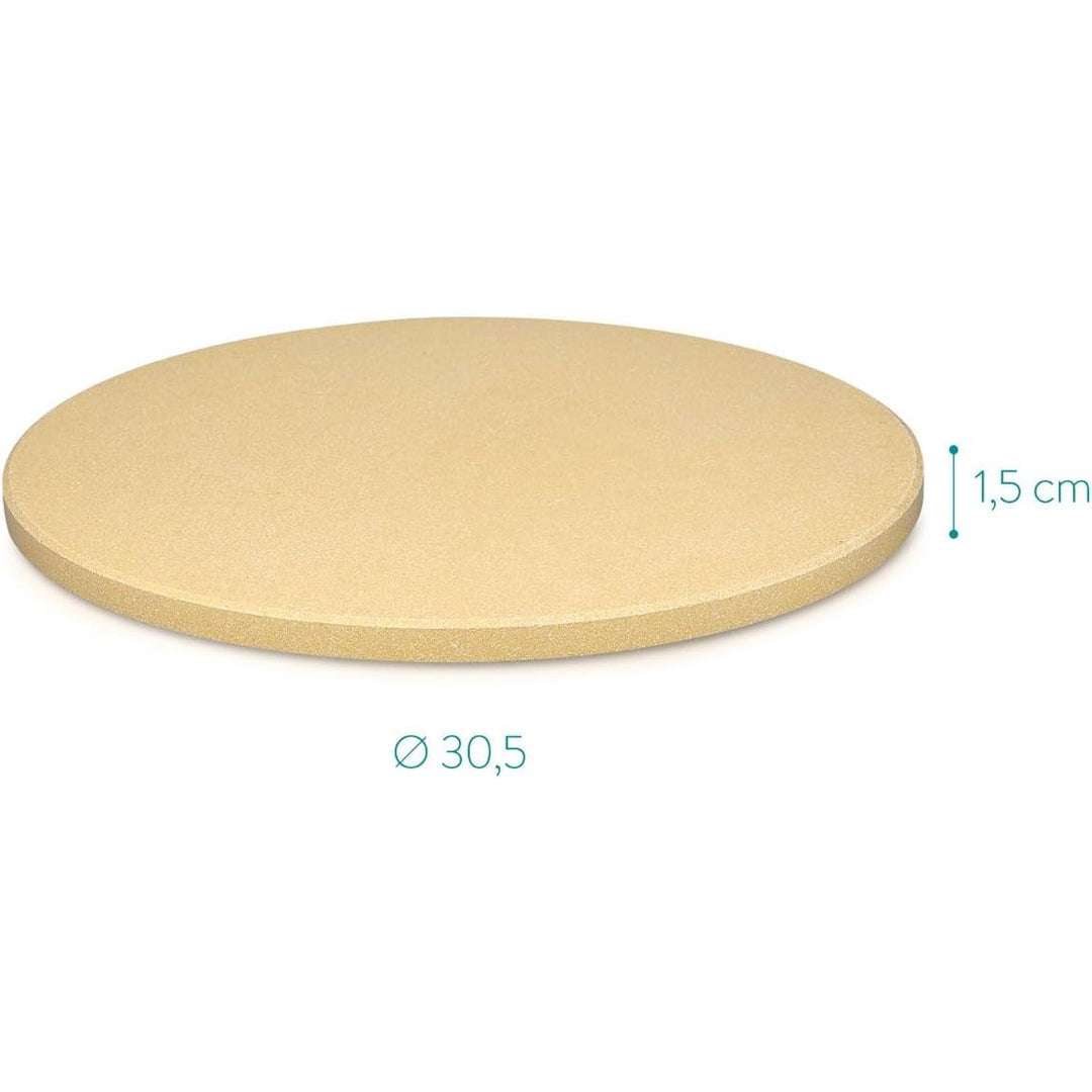 Navaris XL Pizza Stone for Baking - Cordierite Pizza Stone Plate for BBQ Grill Oven - Cook Serve Pizza, Bread - Incl. Recipe Book - Round, 12" x 0.6" - Just Closeouts Canada Inc.4063004218228