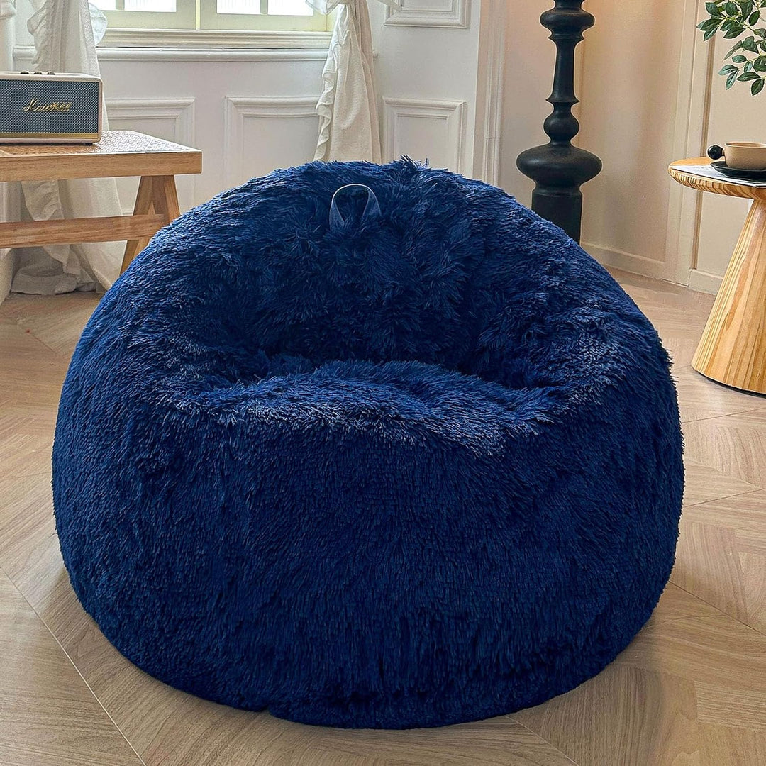 Navy Blue 300L Plush Faux Fur Bean Bag Cover, 38 × 38 × 40 in (No Filler) - Just Closeouts Canada Inc.X004L20QGH