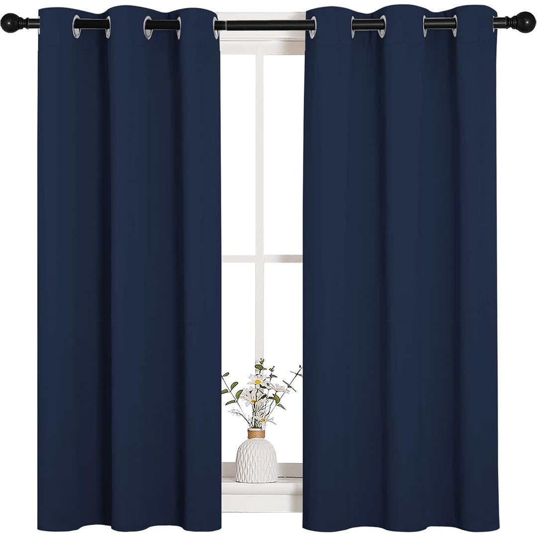 Navy Blue Blackout Curtains, 34 x 45 in, Set of 2 - Just Closeouts Canada Inc.