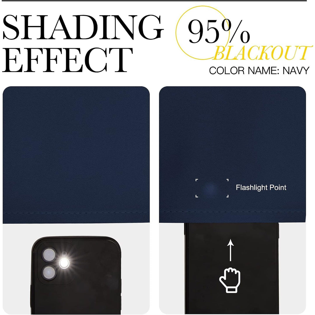 Navy Blue Blackout Curtains, 34 x 45 in, Set of 2 - Just Closeouts Canada Inc.