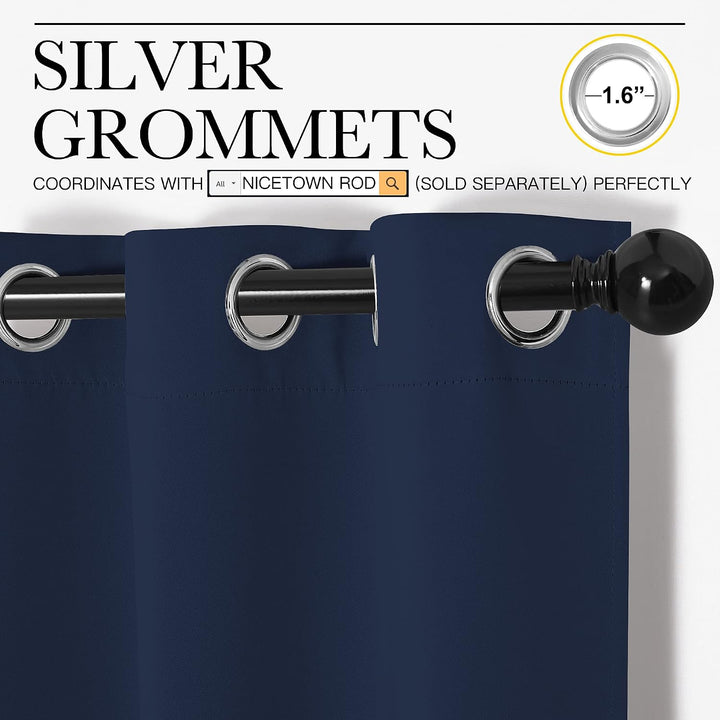 Navy Blue Blackout Curtains, 34 x 45 in, Set of 2 - Just Closeouts Canada Inc.