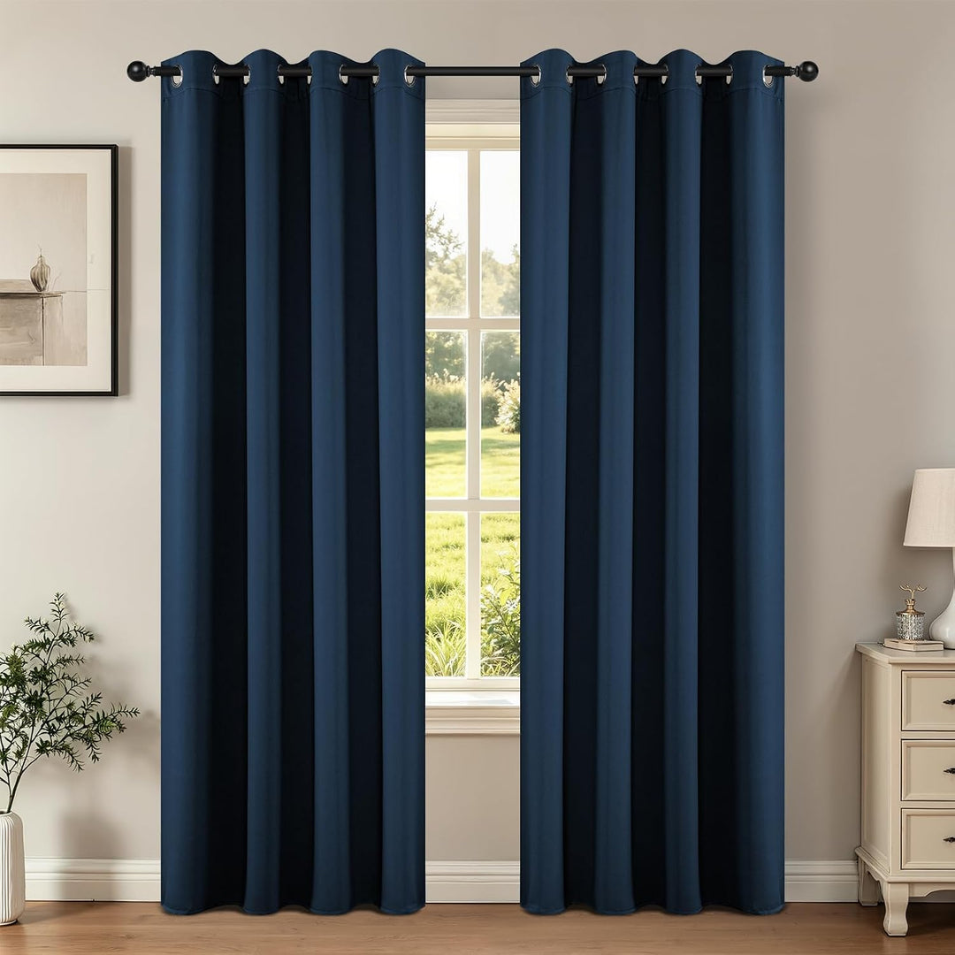 Navy Blue Blackout Grommet Curtains, 2 Panels, 42 x 84 in - Just Closeouts Canada Inc.X003RDP25V