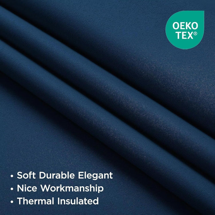 Navy Blue Blackout Grommet Curtains, 2 Panels, 52 x 84 in - Just Closeouts Canada Inc.X0040GGW4T