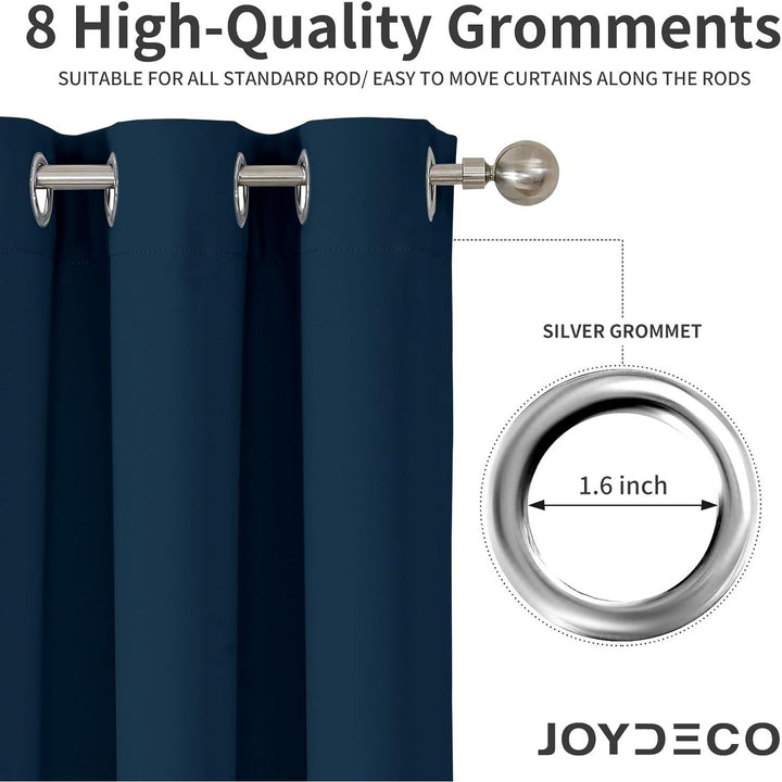 Navy Blue Blackout Grommet Curtains, 2 Panels, 52 x 84 in - Just Closeouts Canada Inc.X0040GGW4T