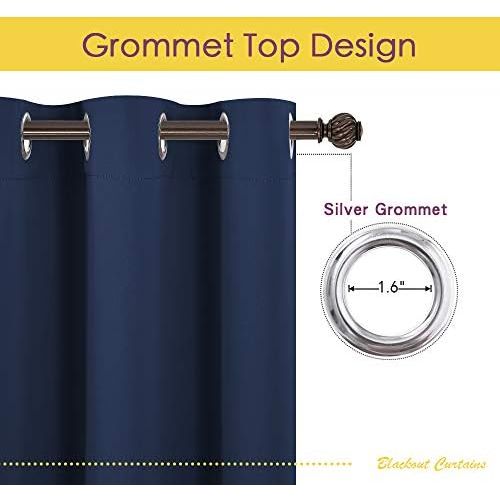 Navy Blue Blackout Grommet Curtains, 42 x 45 in, Set of 2 - Just Closeouts Canada Inc.