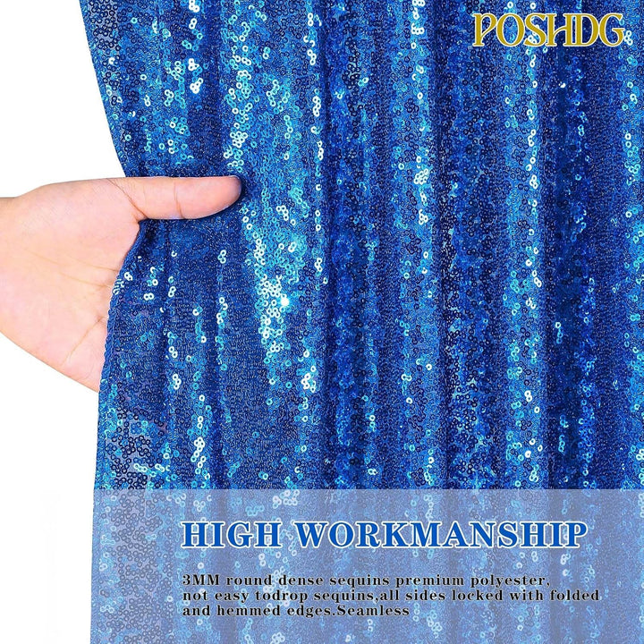 Navy Blue Sequin Backdrop Curtain, 7 × 7 ft - Just Closeouts Canada Inc.X004WNE26F