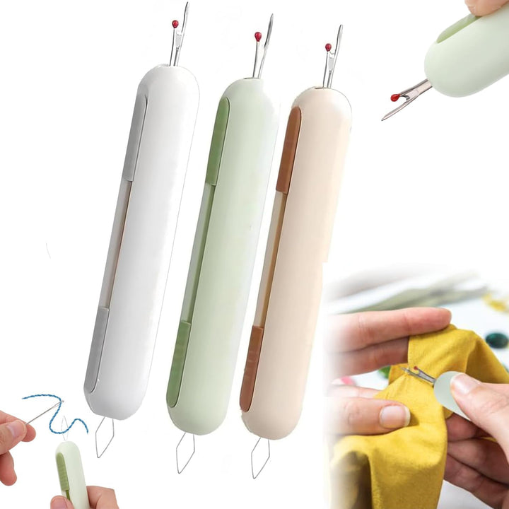 Three two-in-one needle threader and seam ripper tools