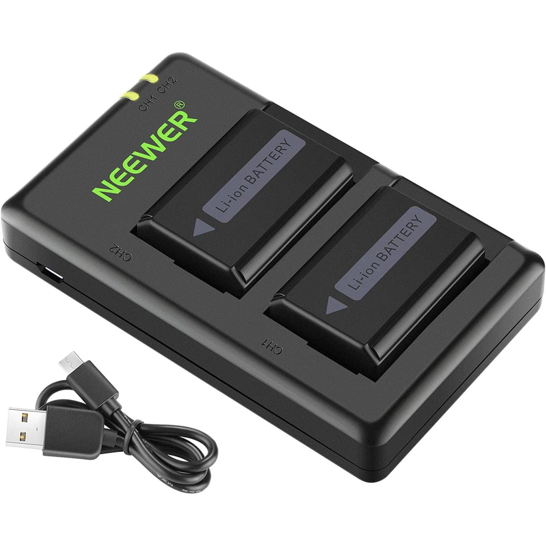 Neewer NP - FW50 Camera Battery Charger Set Compatible with Sony ZV - E10, A7, A7R, A7RII, A7II, A7SII, A7S, a3000, a5000, a6000, a6300, a6400, a6500, RX10 Series(2 - Pack, Micro USB Port, 1100mAh) - Just Closeouts Canada Inc.