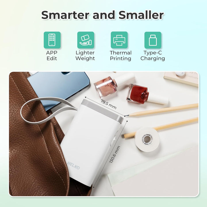 Nelko Label Maker Machine with Tape, P21 Portable Bluetooth Label Printer, Wireless Built - in Cutter Sticker Maker Mini Label Makers with Multiple Templates for School Organizing Office Home, White - Just Closeouts Canada Inc.