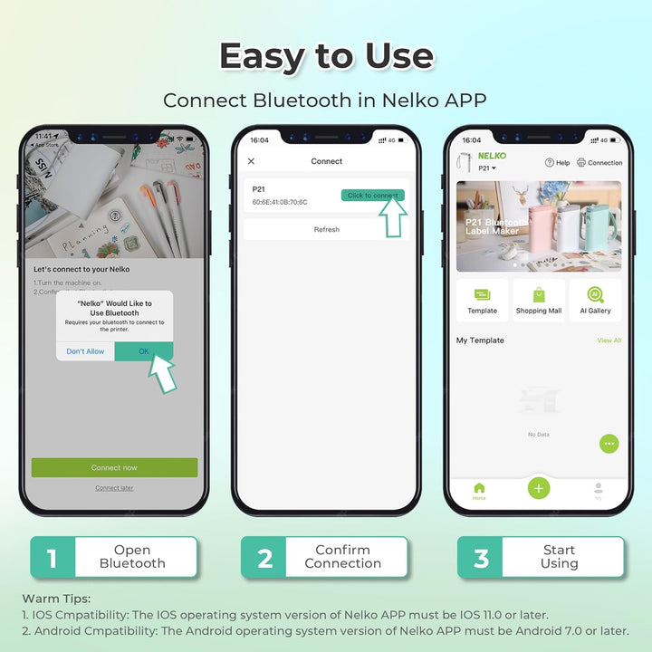Nelko Label Maker Machine with Tape, P21 Portable Bluetooth Label Printer, Wireless Built - in Cutter Sticker Maker Mini Label Makers with Multiple Templates for School Organizing Office Home, White - Just Closeouts Canada Inc.