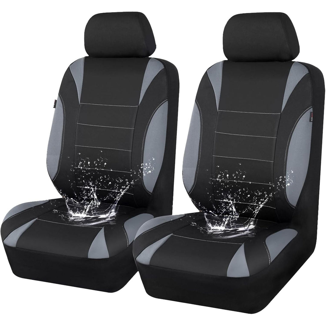 Neoprene 6PCS Waterproof Two Front seat car seat Covers Set- Universal fit for Vehicles, Car with 5mm Composite Sponge Inside, Airbag Compatible ( Black and Gray) - Just Closeouts Canada Inc.