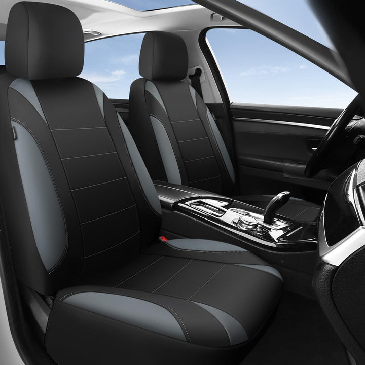 Neoprene 6PCS Waterproof Two Front seat car seat Covers Set- Universal fit for Vehicles, Car with 5mm Composite Sponge Inside, Airbag Compatible ( Black and Gray) - Just Closeouts Canada Inc.