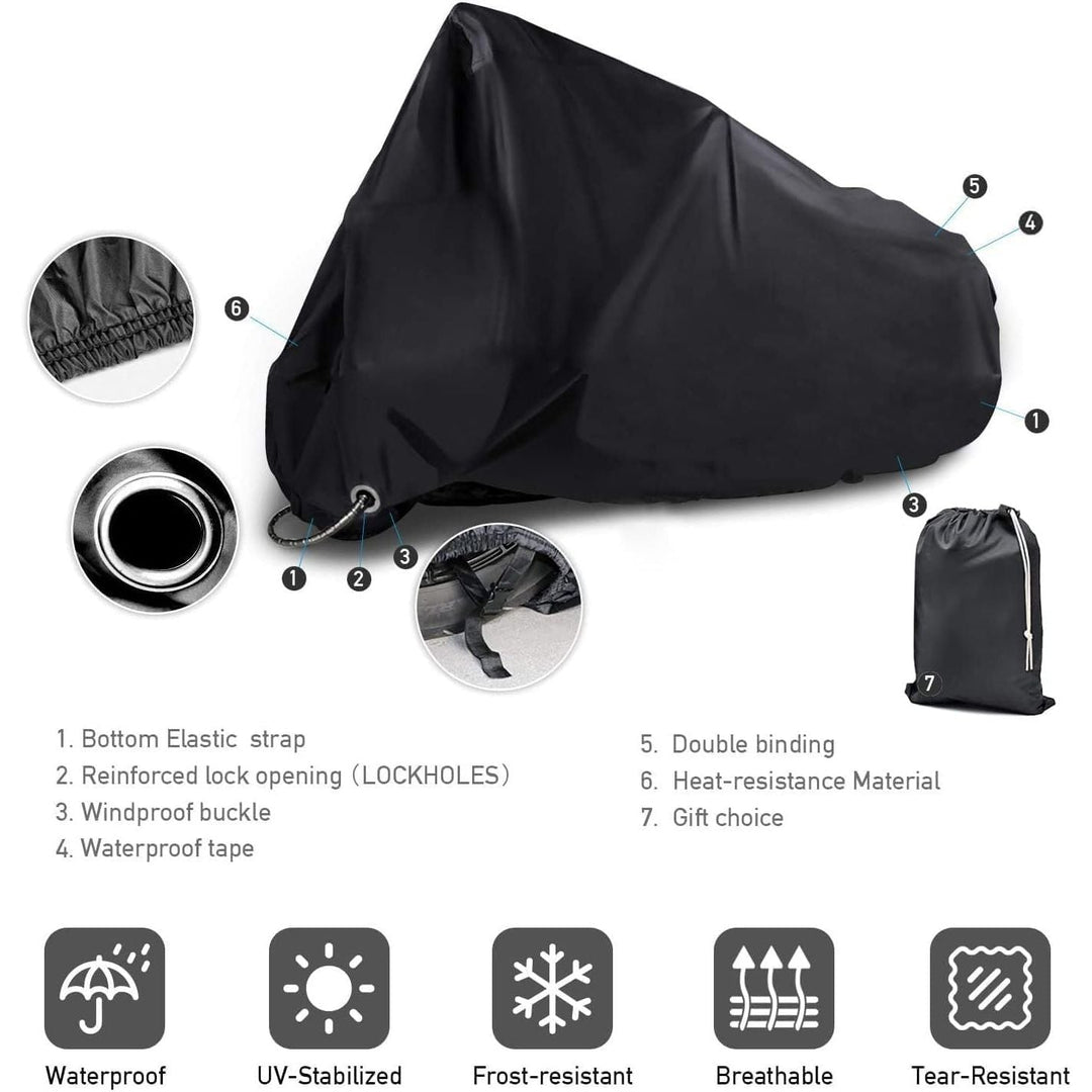 New Generation Motorcycle Cover ! XYZCTEM All Weather Black M Large - Heavy Duty Waterproof Outdoor Protects Fits up to 87 inch for Harley Davidson, Honda, Suzuki,Yamaha and More - Just Closeouts Canada Inc.
