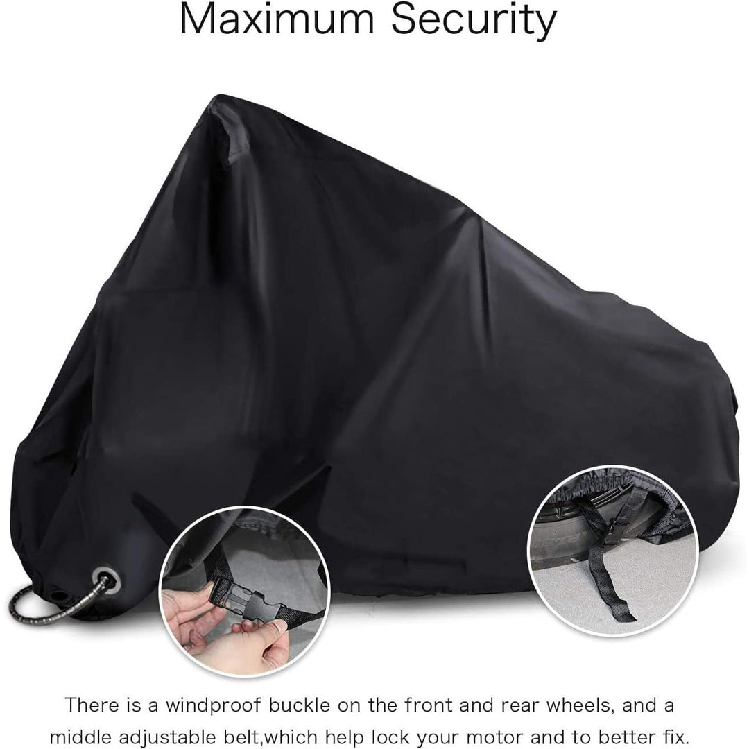 New Generation Motorcycle Cover ! XYZCTEM All Weather Black M Large - Heavy Duty Waterproof Outdoor Protects Fits up to 87 inch for Harley Davidson, Honda, Suzuki,Yamaha and More - Just Closeouts Canada Inc.