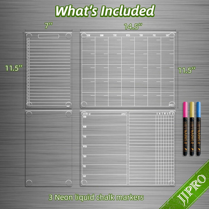 Non - Magnetic Calendar for Fridge - Clear Monthly Calendar,Weekly Planner,List and Blank Board - Reusable Board Sticks to Fridge,Wall,Door&Glass,Non Magnetic Fridge Calendar - Just Closeouts Canada Inc.