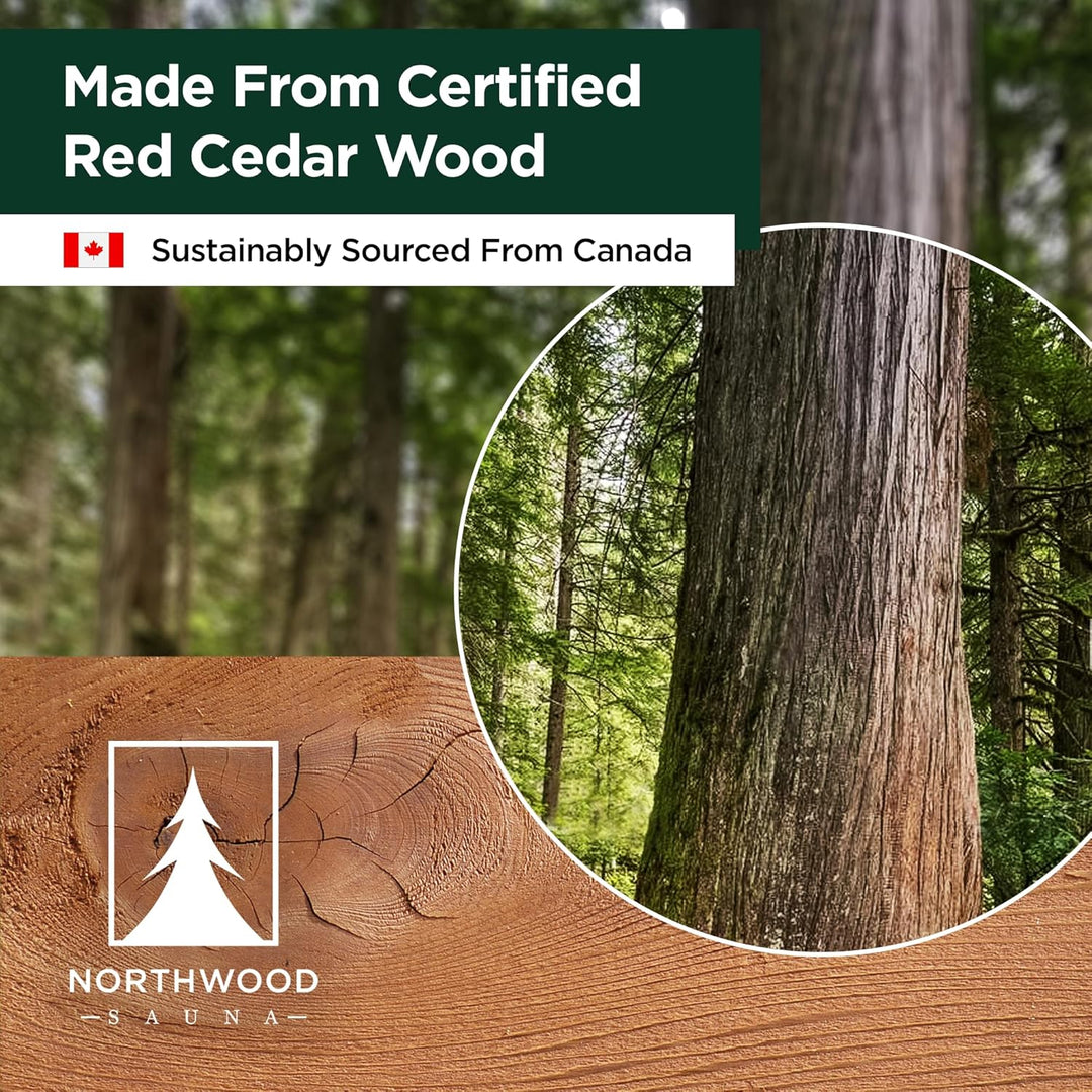 Northwood Sauna - Sauna Backrest - Handmade from Canadian Red Cedar Wood - Ergonomic S - Shape Back Support & Non - Slip Pads - Just Closeouts Canada Inc.