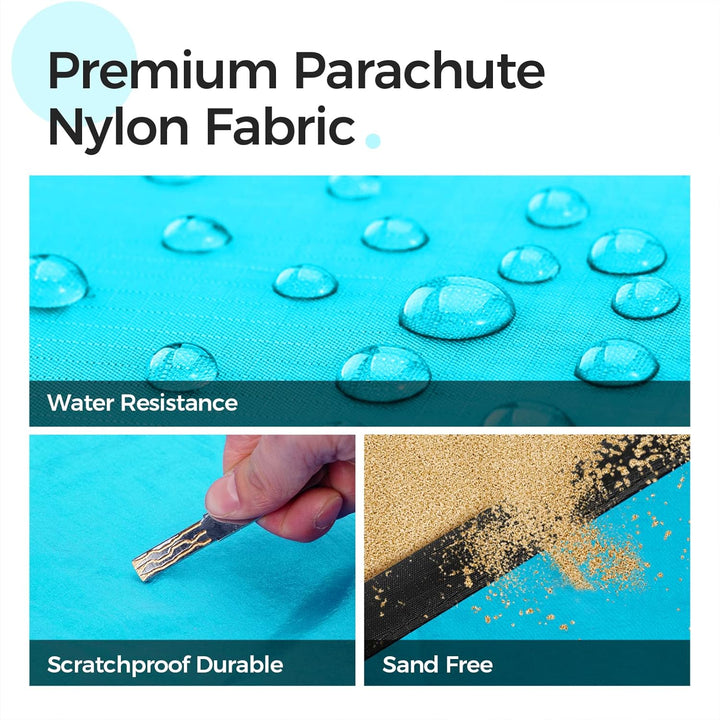 OCOOPA Sand proof Beach Blanket Waterproof, Extra Large 8 Persons Family Size 10'X9.2', Comfortable Parachute Nylon, Cozy& Chic, Compact& Light, Reinforced Windproof,4 Stakes&1 Travel Bag - Just Closeouts Canada Inc.