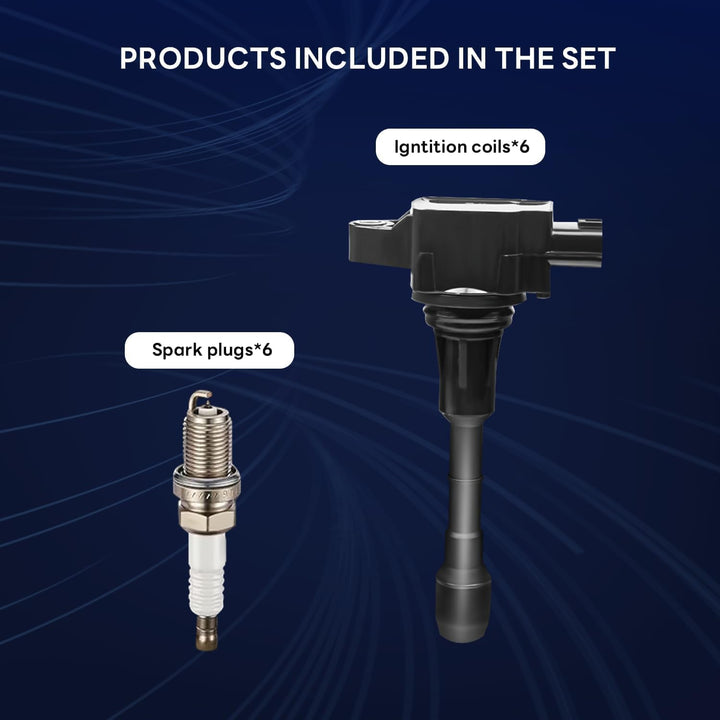 OEM Ignition Coil Pack UF592 0221504470 and Spark Plugs (Set of 6),Compatible with BMW 128i 323i 328i 330i 325i 325xi 335i 525i 528i 530i 530xi X3 X5 Z4, For 00044 5C1695 C1638 - Just Closeouts Canada Inc.