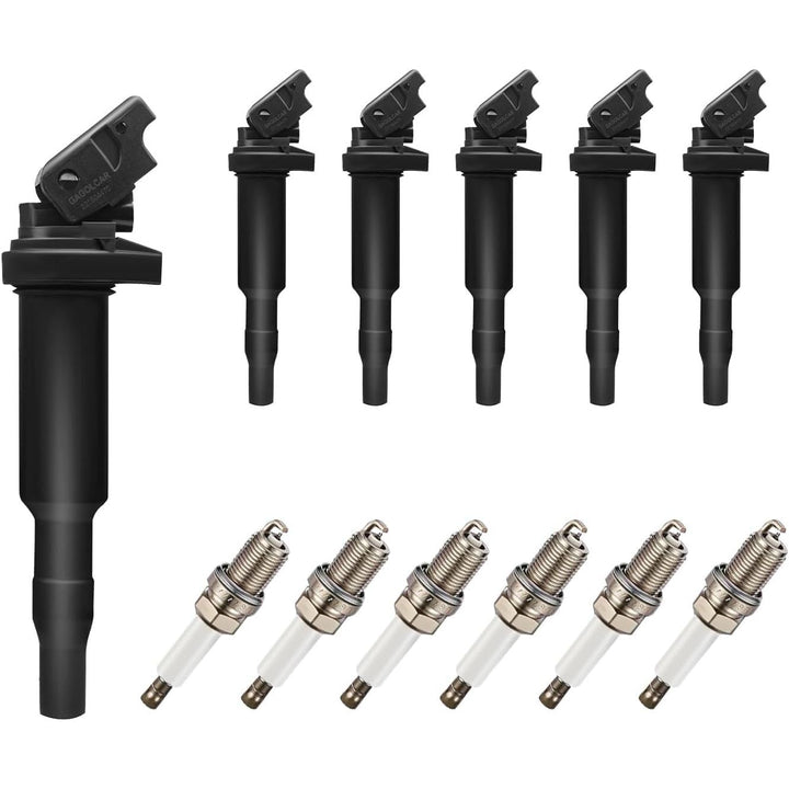OEM Ignition Coil Pack UF592 0221504470 and Spark Plugs (Set of 6),Compatible with BMW 128i 323i 328i 330i 325i 325xi 335i 525i 528i 530i 530xi X3 X5 Z4, For 00044 5C1695 C1638 - Just Closeouts Canada Inc.